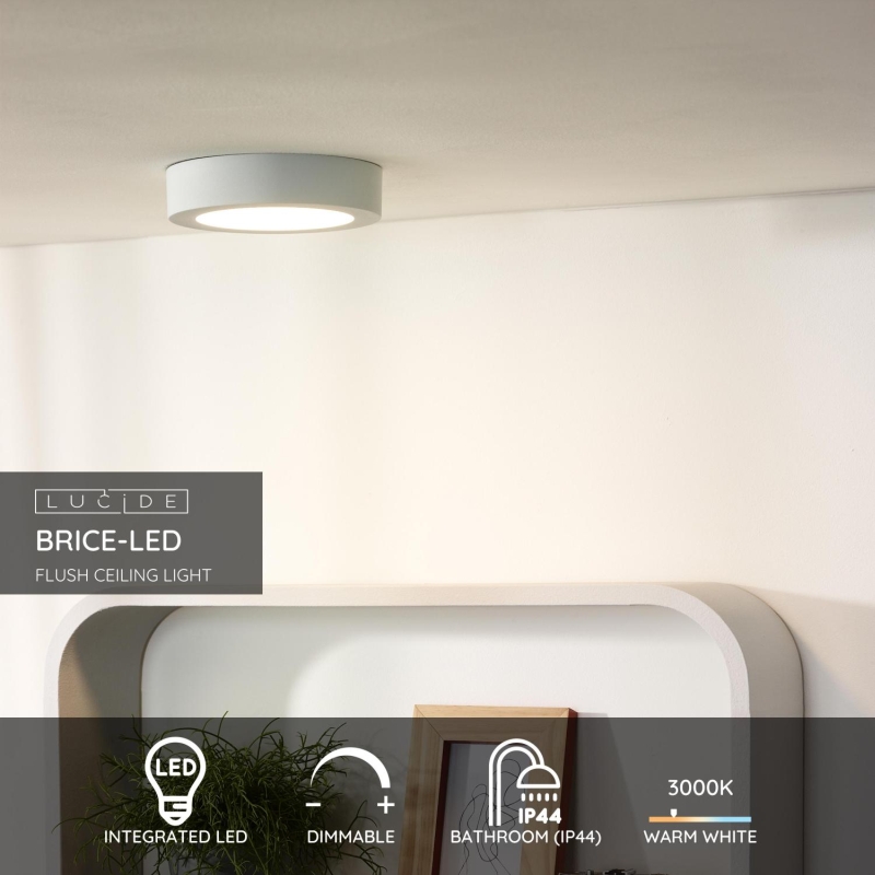 Lucide BRICE-LED - Zapustené stropné svietidlo Kúpeľňa - Ø 18 cm - LED Rozm. - 1x11W 3000K - IP44 - Biela